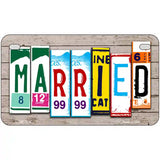 Married Wood License Plate Art Novelty Metal License Plate 7" x 4" (MP)