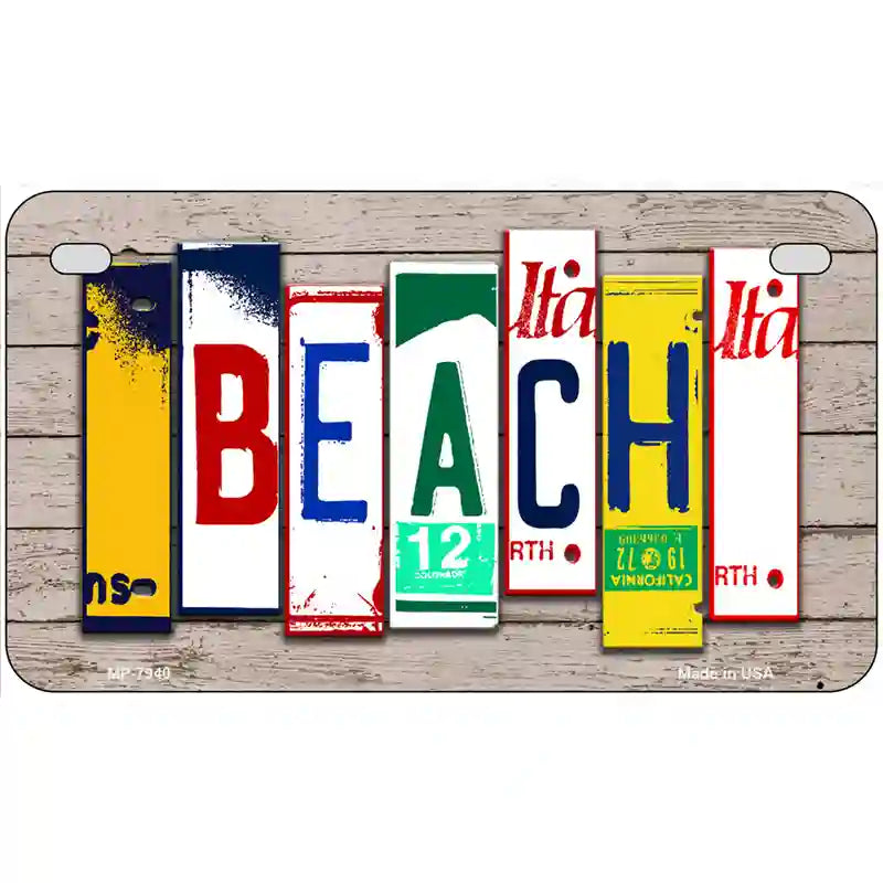 Beach Wood License Plate Art Novelty Metal License Plate 7" x 4" (MP)