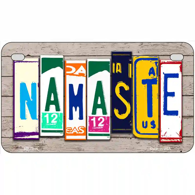 Namaste Wood License Plate Art Novelty Metal License Plate 7" x 4" (MP)