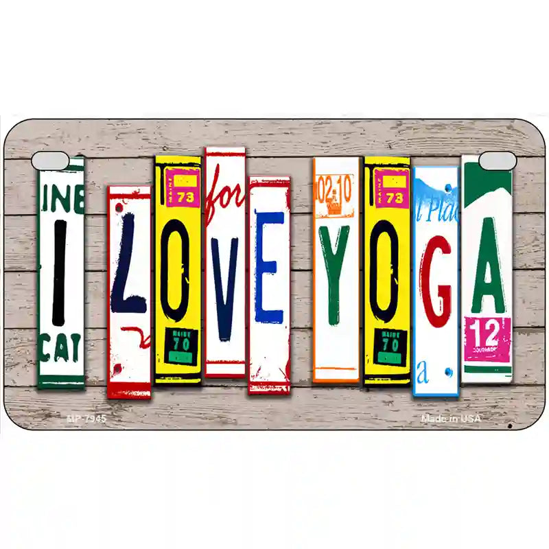 I Love Yoga Wood License Plate Art Novelty Metal License Plate 7" x 4" (MP)