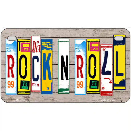 Rock N Roll Wood License Plate Art Novelty Metal License Plate 7" x 4" (MP)