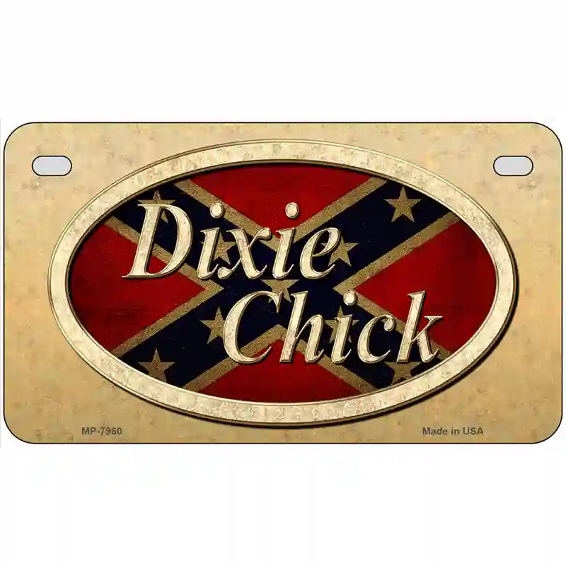 Dixie Chick in Rebel Flag Novelty Metal License Plate 7" x 4" (MP)