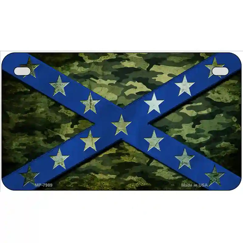 Camo Rebel Flag Novelty Metal License Plate 7" x 4" (MP)