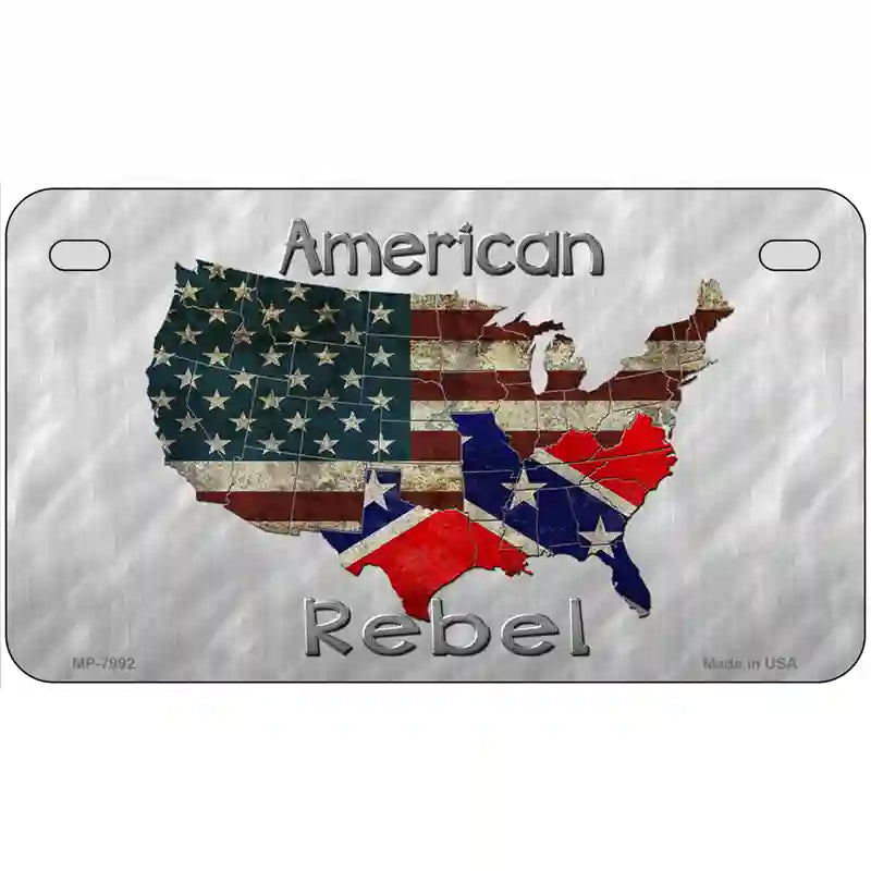 American Rebel Map Novelty Metal License Plate 7" x 4" (MP)