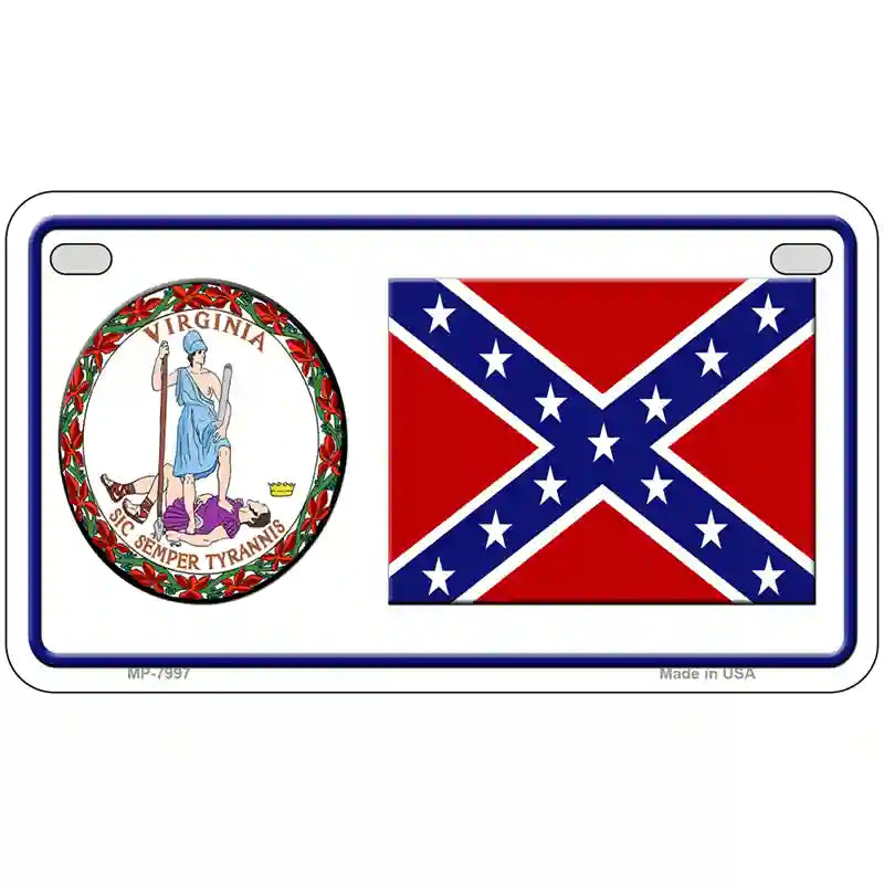 Confederate Flag Virginia Seal Novelty Metal License Plate 7" x 4" (MP)