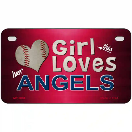 This Girl Loves Her Angels Novelty Metal License Plate 7" x 4" (MP)