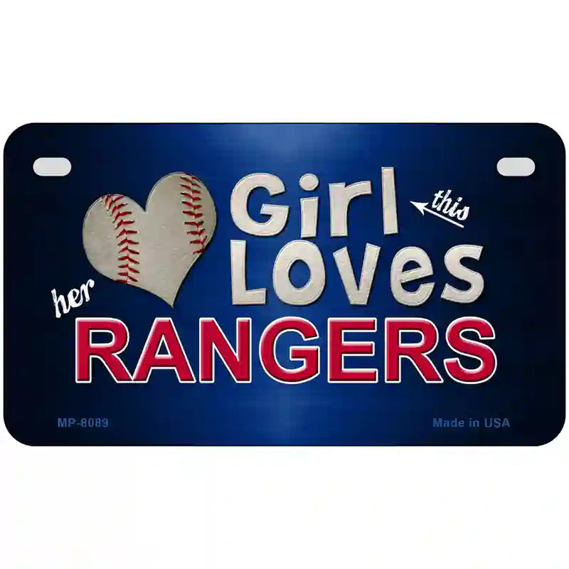 This Girl Loves Her Rangers Novelty Metal License Plate 7" x 4" (MP)