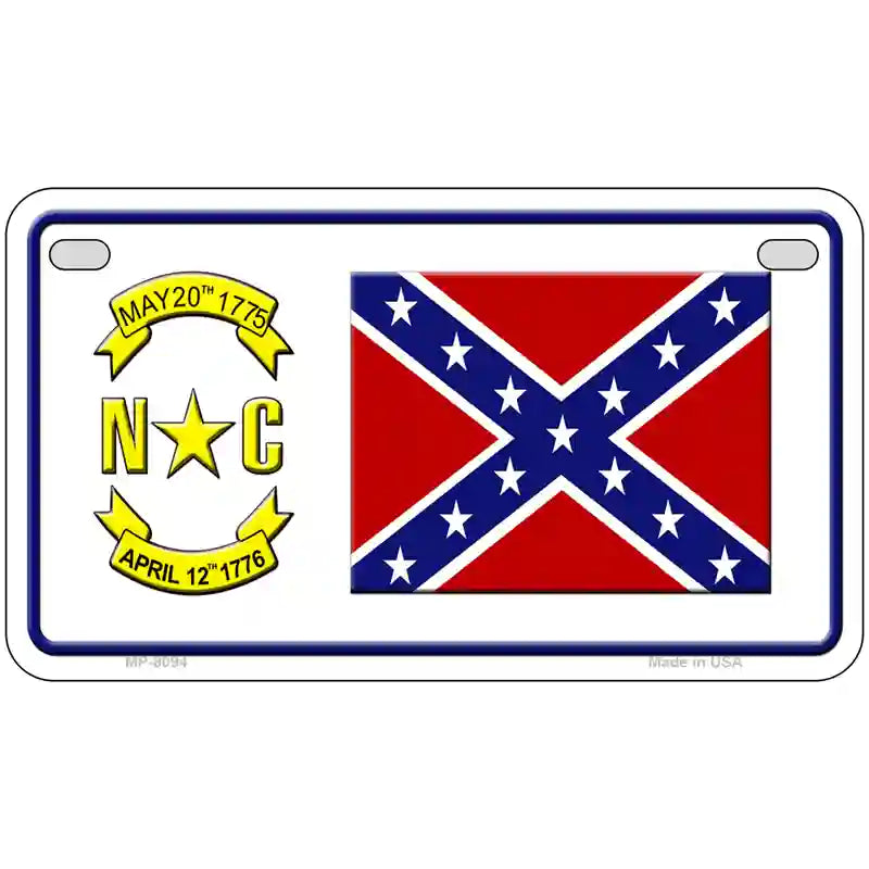 Confederate Flag North Carolina Novelty Metal License Plate 7" x 4" (MP)