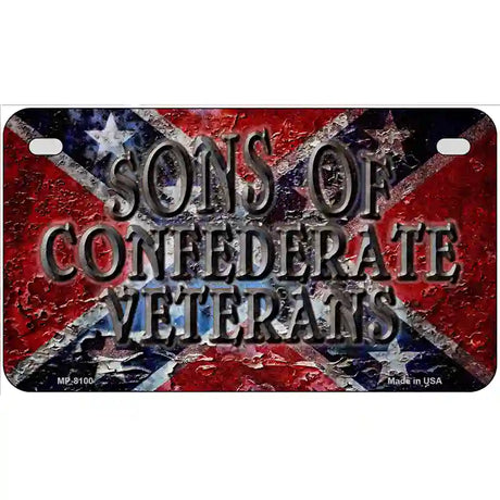 Sons Of Confederate Veterans Novelty Metal License Plate 7" x 4" (MP)