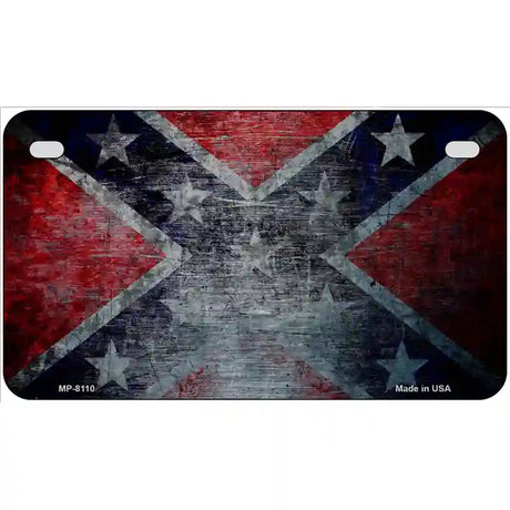 Confederate Flag Scratched Novelty Metal License Plate 7" x 4" (MP)