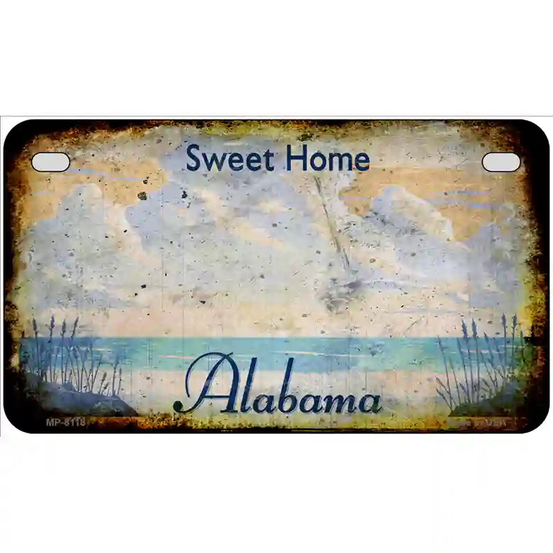 Alabama State Rusty Novelty Metal License Plate 7" x 4" (MP)