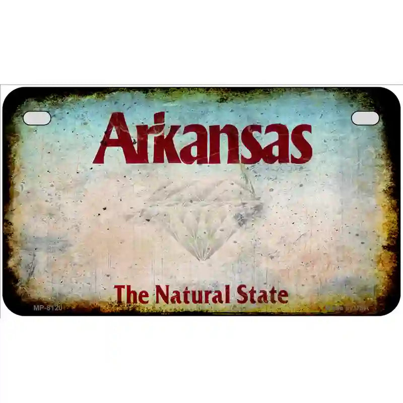 Arkansas State Rusty Novelty Metal License Plate 7" x 4" (MP)