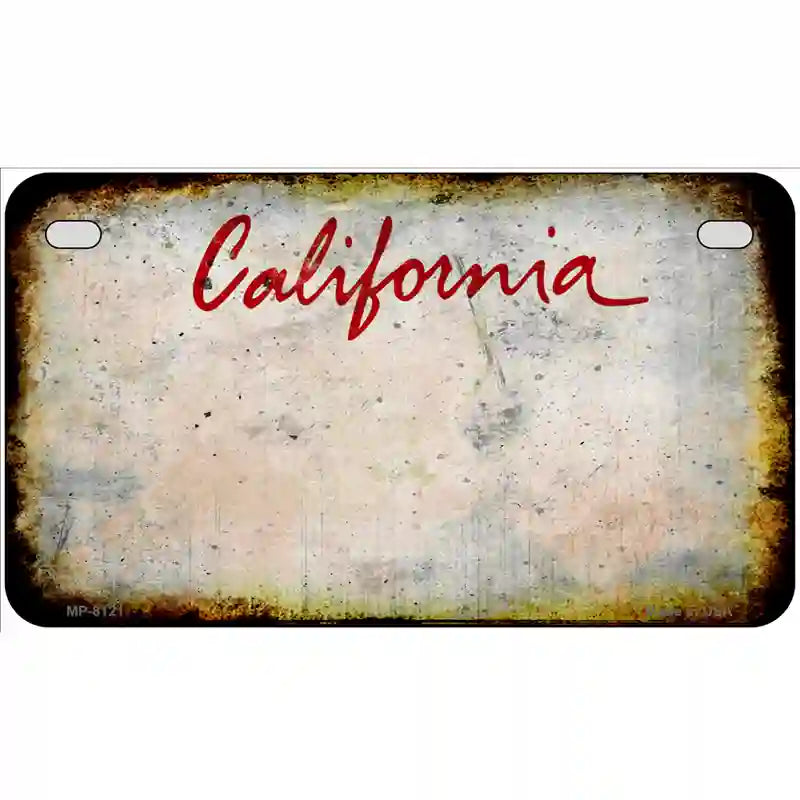 California State Rusty Novelty Metal License Plate 7" x 4" (MP)