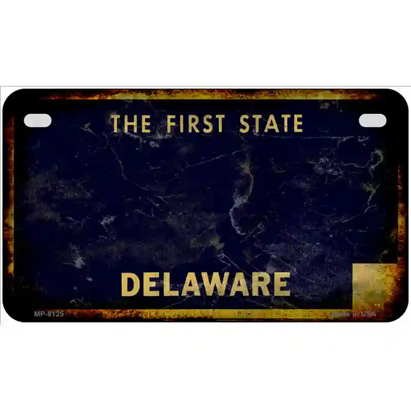 Delaware State Rusty Novelty Metal License Plate 7" x 4" (MP)