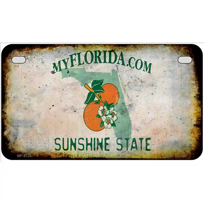 Florida State Rusty Novelty Metal License Plate 7" x 4" (MP)