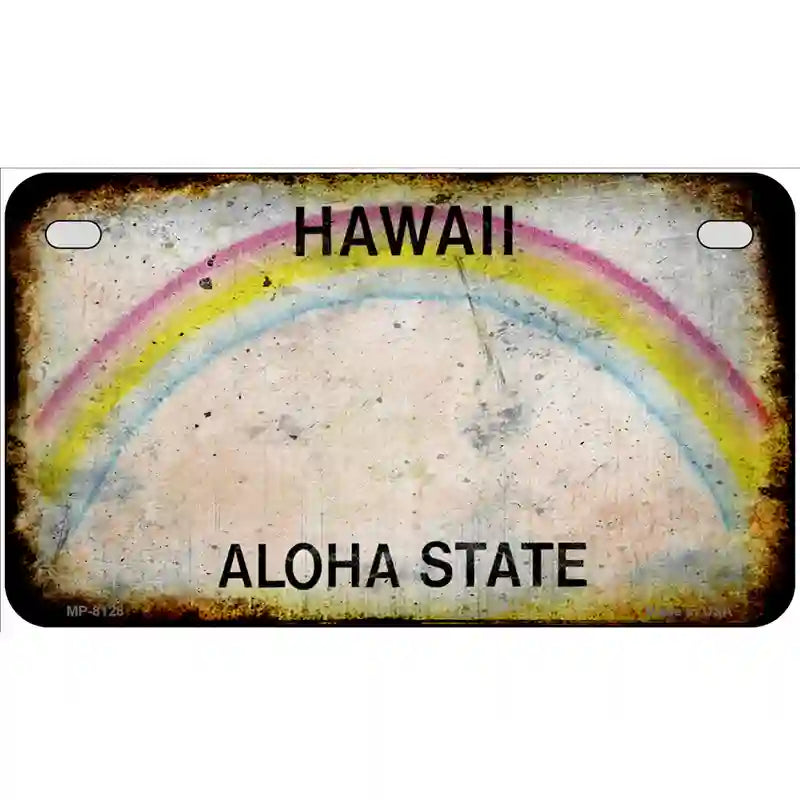 Hawaii State Rusty Novelty Metal License Plate 7" x 4" (MP)