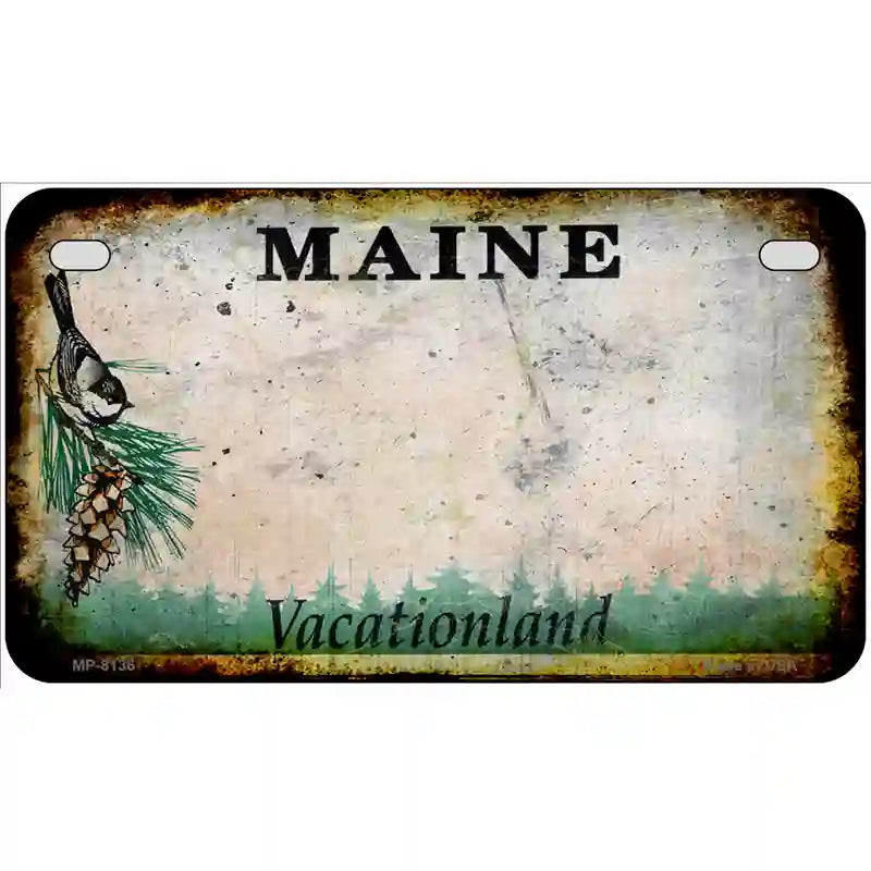 Maine State Rusty Novelty Metal License Plate 7" x 4" (MP)