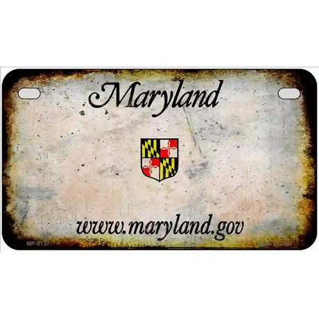 Maryland State Rusty Novelty Metal License Plate 7" x 4" (MP)