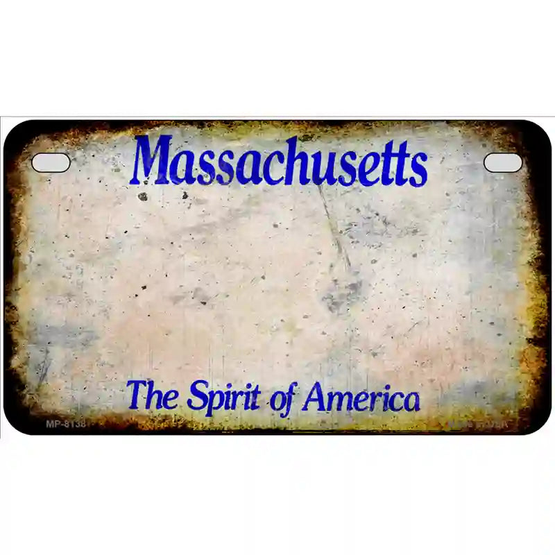 Massachusetts State Rusty Novelty Metal License Plate 7" x 4" (MP)