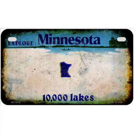 Minnesota State Rusty Novelty Metal License Plate 7" x 4" (MP)