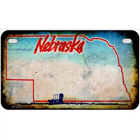 Nebraska State Rusty Novelty Metal License Plate 7" x 4" (MP)