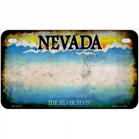 Nevada State Rusty Novelty Metal License Plate 7" x 4" (MP)