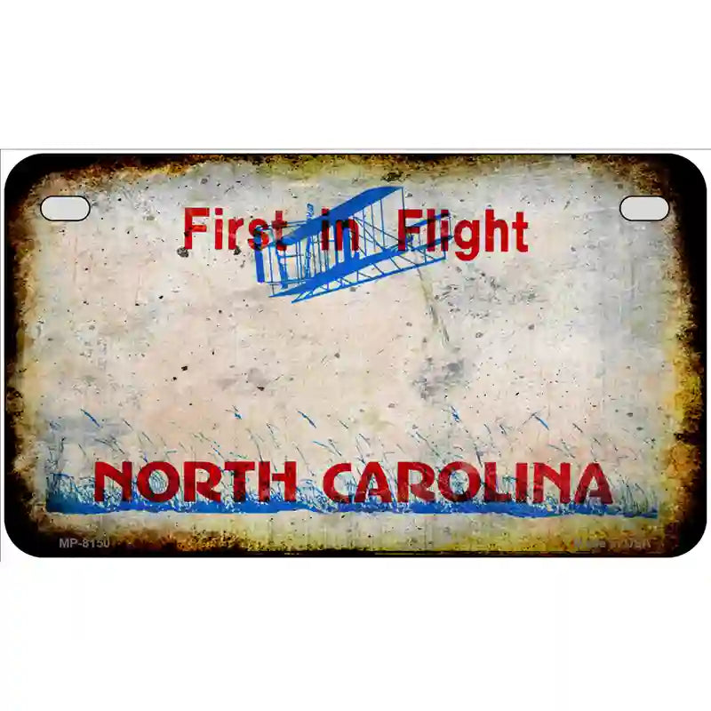 North Carolina State Rusty Novelty Metal License Plate 7" x 4" (MP)