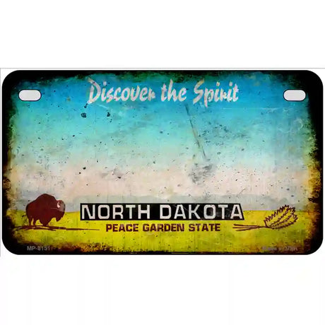 North Dakota State Rusty Novelty Metal License Plate 7" x 4" (MP)