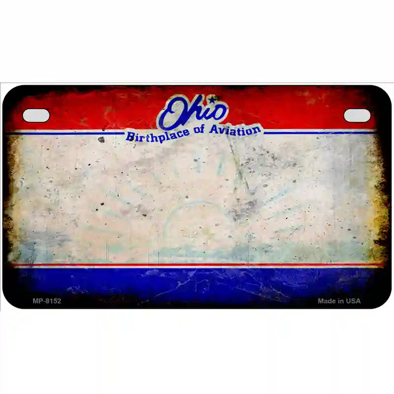 Ohio State Rusty Novelty Metal License Plate 7" x 4" (MP)