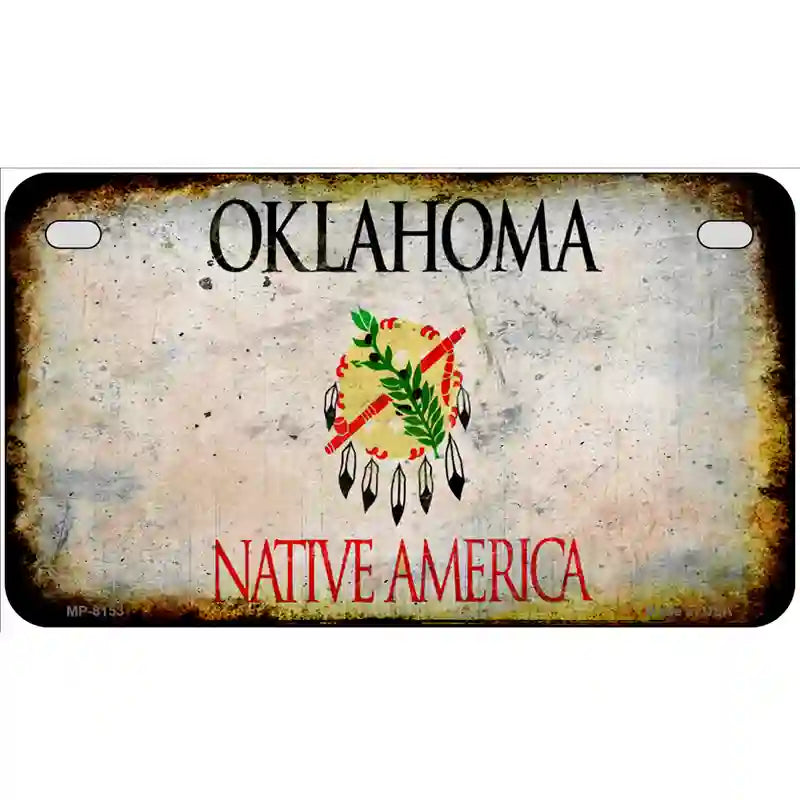 Oklahoma State Rusty Novelty Metal License Plate 7" x 4" (MP)