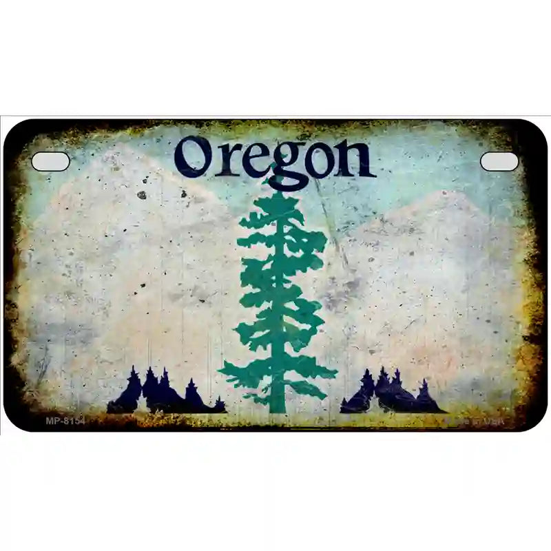 Oregon State Rusty Novelty Metal License Plate 7" x 4" (MP)