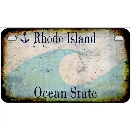 Rhode Island State Rusty Novelty Metal License Plate 7" x 4" (MP)