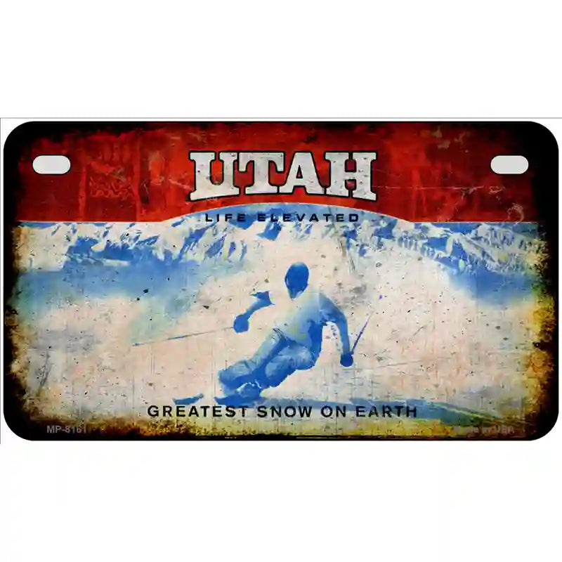 Utah State Rusty Novelty Metal License Plate 7" x 4" (MP)