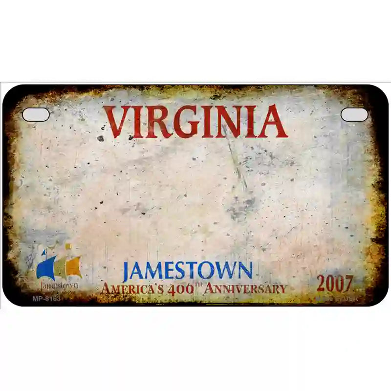 Virginia State Rusty Novelty Metal License Plate 7" x 4" (MP)