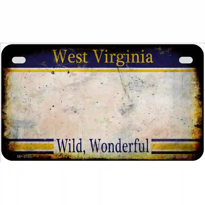 West Virginia State Rusty Novelty Metal License Plate 7" x 4" (MP)