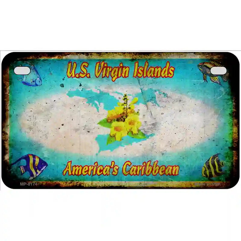 Virgin Island Rusty Novelty Metal License Plate 7" x 4" (MP)