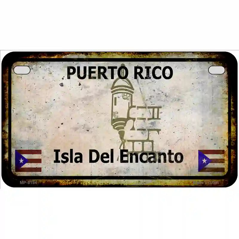 Puerto Rico Rusty Novelty Metal License Plate 7" x 4" (MP) / Yes