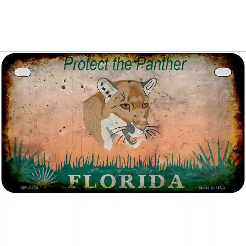 Florida Protect Panther Rusty Novelty Metal License Plate 7" x 4" (MP)