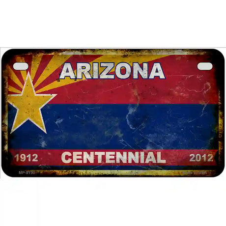 Arizona Centennial State Rusty Novelty Metal License Plate 7" x 4" (MP)