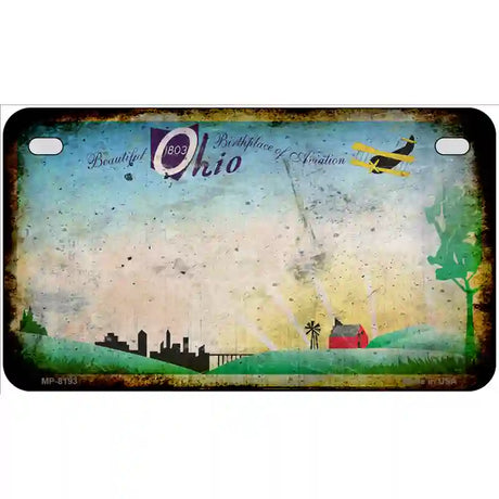 Ohio Birthplace Blank Rusty Novelty Metal License Plate 7" x 4" (MP)