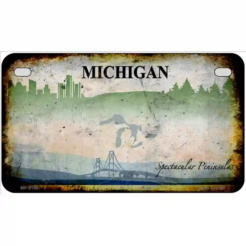 Michigan Spectacular Peninsulas Blank Rusty Novelty Metal License Plate 7" x 4" (MP)