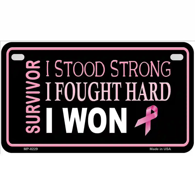 Breast Cancer Survivor Ribbon Novelty Metal License Plate 7" x 4" (MP)