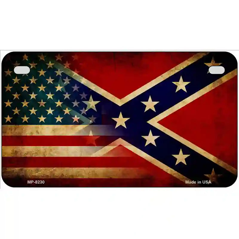 American Confederate Flag Novelty Metal License Plate 7" x 4" (MP)