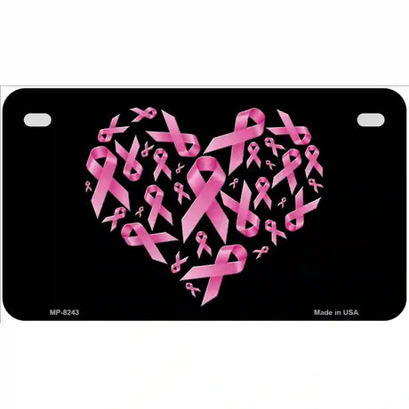 Pink Ribbons Novelty Metal License Plate 7" x 4" (MP)