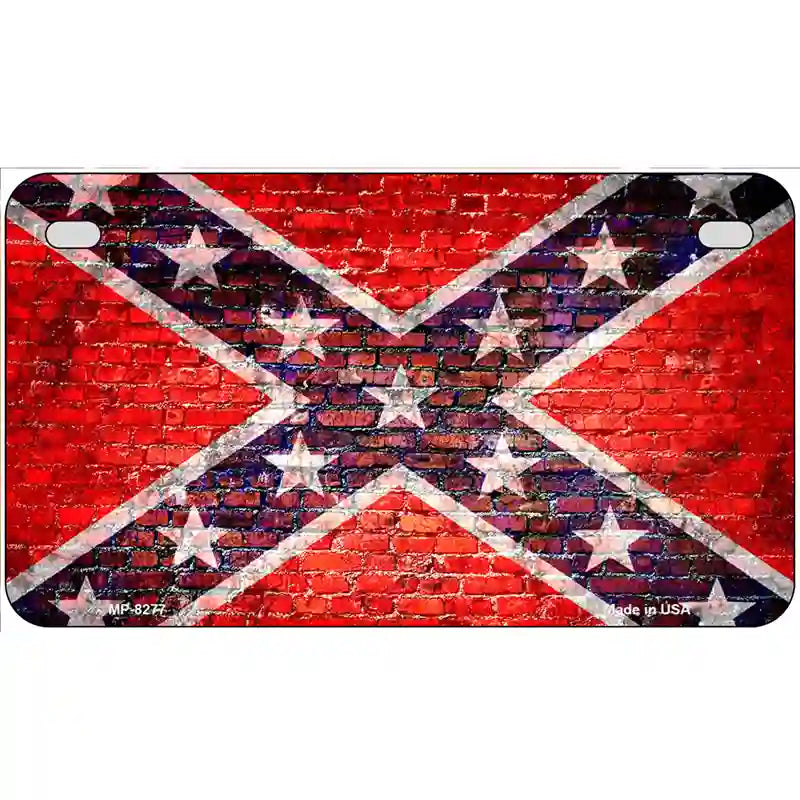 Rebel Flag Brick Wall Novelty Metal License Plate 7" x 4" (MP)