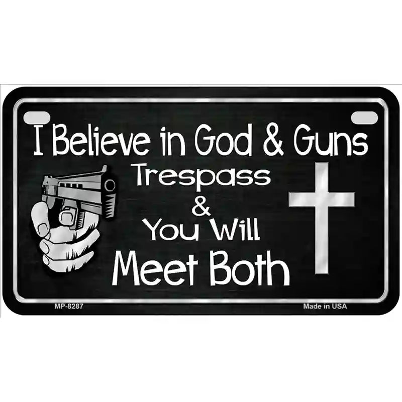 God And Guns Novelty Metal License Plate 7" x 4" (MP)