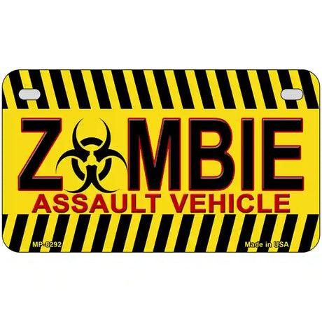 Zombie Assault Vehicle Novelty Metal License Plate 7" x 4" (MP)