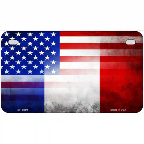 United States France Flag Fade Metal Novelty License Plate 7" x 4" (MP)