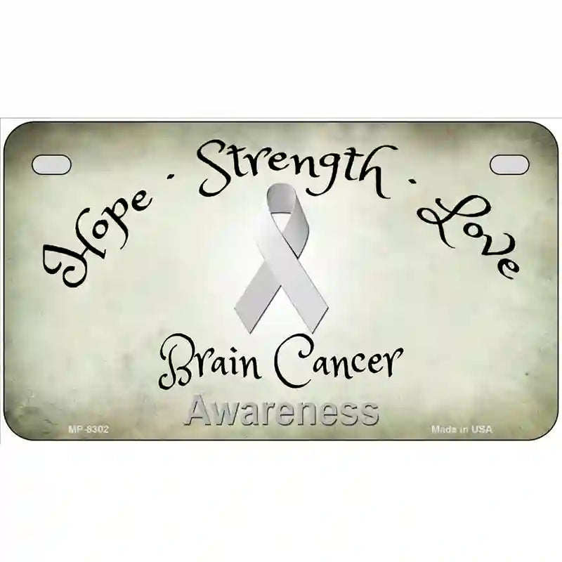 Brain Cancer Ribbon Novelty Metal License Plate 7" x 4" (MP)