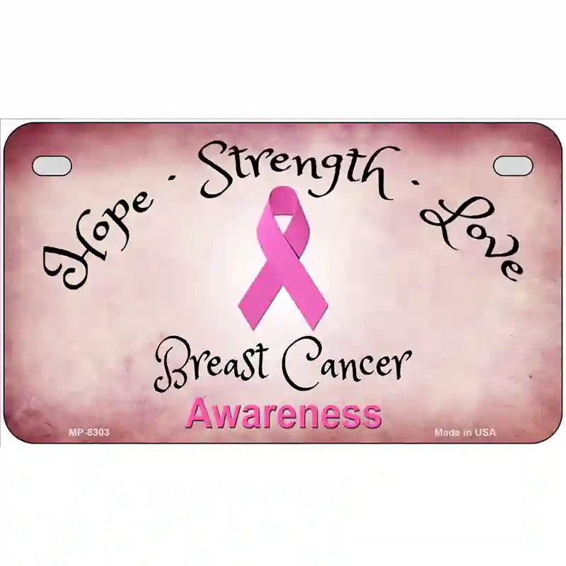 Breast Cancer Awareness Ribbon Novelty Metal License Plate 7" x 4" (MP)